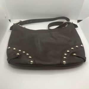 Cristian Italian Brown Leather Studded Shoulder Bag Purse